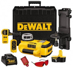 DeWALT - 200' (Interior) & 2,000' (Exterior) Measuring Range, 1/8" at 100' & 3mm at 31m Accuracy, Self-Leveling Rotary Laser with Detector - ±5° Self Leveling Range, 60, 250 & 600 RPM, 1 Beam, 18 Volt XRP Battery Included - Exact Industrial Supply