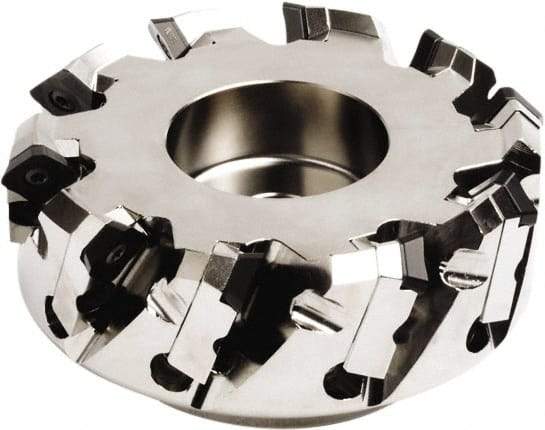 Seco - 112mm Cut Diam, 32mm Arbor Hole, 6mm Max Depth of Cut, 45° Indexable Chamfer & Angle Face Mill - 6 Inserts, SE.. 1204 Insert, Right Hand Cut, 6 Flutes, Series QuattroMill - Exact Industrial Supply