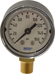 Wika - 1-1/2" Dial, 1/8 Thread, 0-160 Scale Range, Pressure Gauge - Lower Connection Mount, Accurate to 3-2-3% of Scale - Exact Industrial Supply