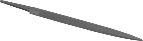 Grobet - 6" Standard Precision Swiss Pattern Half Round File - Double Cut, 19/32" Width Diam x 3/16" Thick, With Tang - Exact Industrial Supply