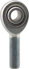 Made in USA - 1" ID, 2.95" Max OD, 107,182 Lb Max Static Cap, Plain Male Spherical Rod End - 1-14 RH, 2-1/2" Shank Length, Alloy Steel with Steel Raceway - Exact Industrial Supply