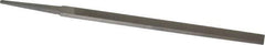 Grobet - 6" Standard Precision Swiss Pattern Narrow Pillar File - Double Cut, 3/8" Width Diam x 5/32" Thick, With Tang - Exact Industrial Supply