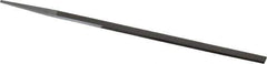 Grobet - 10" Standard Precision Swiss Pattern Narrow Pillar File - Double Cut, 25/64" Width Diam x 3/16" Thick, With Tang - Exact Industrial Supply