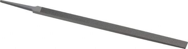 Grobet - 12" Standard Precision Swiss Pattern Regular Pillar File - Double Cut, 25/32" Width Diam x 9/32" Thick, With Tang - Exact Industrial Supply