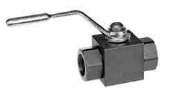 Parker - 1/2" Pipe, Carbon Steel Standard Ball Valve - Inline - Two Way Flow, SAE x SAE Ends, Lever Handle, 7,500 WOG - Exact Industrial Supply