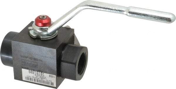 Parker - 1" Pipe, Carbon Steel Standard Ball Valve - Inline - Two Way Flow, FNPT x FNPT Ends, Lever Handle, 6,000 WOG - Exact Industrial Supply