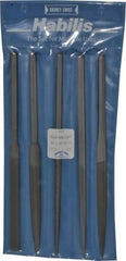 Grobet - 5 Piece Swiss Pattern File Set - 8-1/2" Long, 1 Coarseness, Set Includes Half Round, Hand, Round, Square, Three Square - Exact Industrial Supply