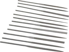 Grobet - 12 Piece Swiss Pattern File Set - 5-1/2" Long, 0 Coarseness, Set Includes Barrette, Crossing, Equalling, Half Round, Knife, Marking, Round, Round Edge Joint, Slitting, Square, Three Square, Warding - Exact Industrial Supply