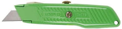 Stanley - Retractable Utility Knife - 2-7/16" Blade, Green Aluminum Handle, 3 Blades Included - Exact Industrial Supply