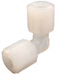 Parker - 1/4" Tube OD, PFA PTFE Plastic Compression Tube Union Elbow - 300°F Max, Plastic Grip - Exact Industrial Supply