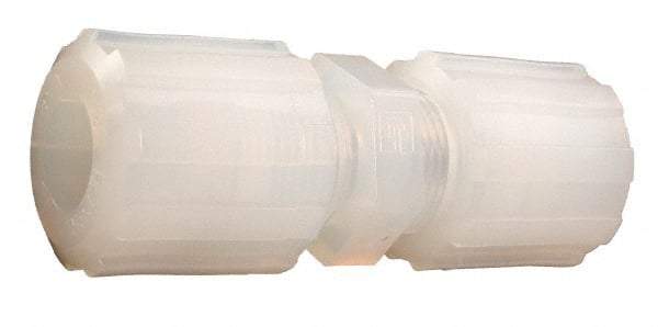 Parker - 3/8" Tube OD, PFA PVDF Plastic Compression Tube Union - 212°F Max, Plastic Grip - Exact Industrial Supply