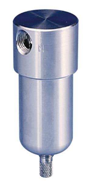 Parker - 1/4" Port, 4" High x 1.56" Wide, FRL Filter with Stainless Steel Bowl & Manual Drain - 23 SCFM, 300 Max psi, 180°F Max, 1 oz Bowl Capacity - Exact Industrial Supply