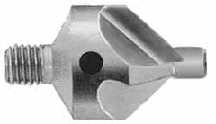 Made in USA - Adjustable-Stop Countersinks; Head Diameter (Decimal Inch): 1/2 ; Head Diameter (Inch): 1/2 ; Included Angle: 100 ; Countersink Material: High Speed Steel ; Shank Thread Size: 1/4-28 ; Overall Length (Inch): 1-5/32 - Exact Industrial Supply