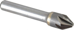 Made in USA - 1/2" Head Diam, 3/8" Shank Diam, 6 Flute 60° Solid Carbide Countersink - Exact Industrial Supply
