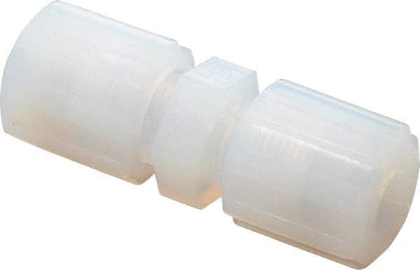 Parker - 3/8" Tube OD, PFA PTFE Plastic Compression Tube Union - 325°F Max, Plastic Grip - Exact Industrial Supply