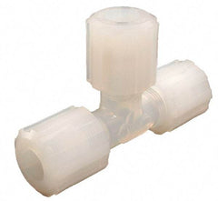 Parker - 1/4" Tube OD, PFA PTFE Plastic Compression Tube Union Tee - 325°F Max, Plastic Grip - Exact Industrial Supply