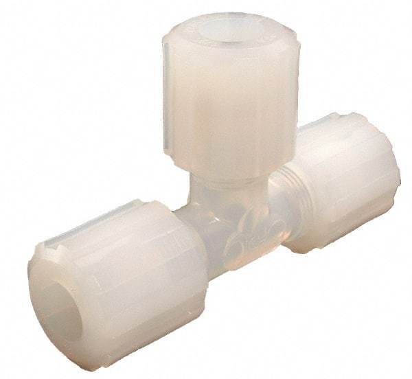Parker - 3/8" Tube OD, PFA PTFE Plastic Compression Tube Union Tee - 325°F Max, Plastic Grip - Exact Industrial Supply