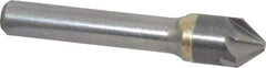 Made in USA - 1/2" Head Diam, 3/8" Shank Diam, 6 Flute 82° Solid Carbide Countersink - Bright Finish, 2-1/2" OAL, 0.109" Nose Diam, Single End, Straight Shank, Right Hand Cut - Exact Industrial Supply