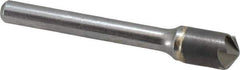 Made in USA - 3/8" Head Diam, 1/4" Shank Diam, 6 Flute 120° Solid Carbide Countersink - Bright Finish, 2-1/2" OAL, 0.062" Nose Diam, Single End, Straight Shank, Right Hand Cut - Exact Industrial Supply