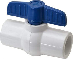 NIBCO - 3/4" Pipe, Standard Port, PVC Miniature Ball Valve - 1 Piece, Inline - One Way Flow, Solvent x Solvent Ends, Tee Handle, 150 WOG - Exact Industrial Supply