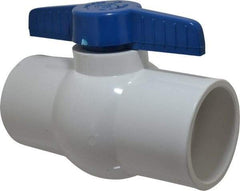 NIBCO - 4" Pipe, Standard Port, PVC Miniature Ball Valve - 1 Piece, Inline - One Way Flow, Solvent x Solvent Ends, Tee Handle, 150 WOG - Exact Industrial Supply