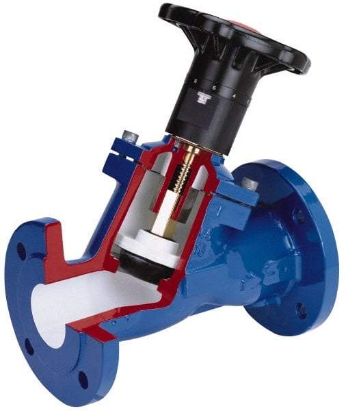 NIBCO - 2-1/2" Pipe, Flanged End Connections, Y Pattern Calibrated Balance Valve - 290mm Long, 278mm High, 175 Max psi, Iron Body - Exact Industrial Supply