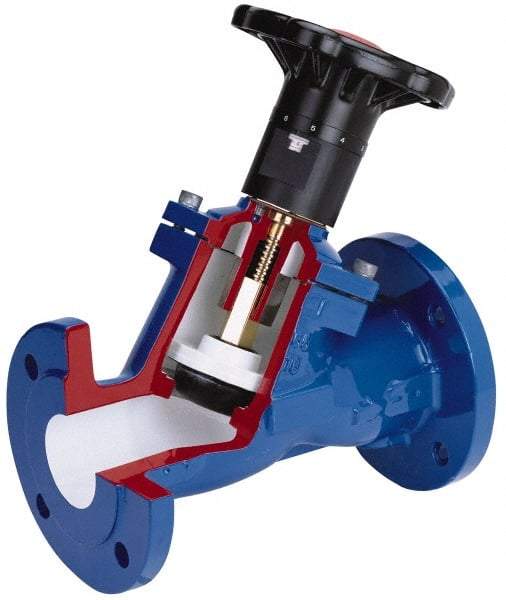 NIBCO - 8" Pipe, Flanged End Connections, Y Pattern Calibrated Balance Valve - 600mm Long, 449mm High, 175 Max psi, Iron Body - Exact Industrial Supply