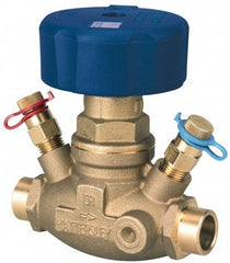 NIBCO - 1-1/2" Pipe, Solder End Connections, Straight Calibrated Balance Valve - 150mm Long, 112mm High, 240 Max psi, Brass Body - Exact Industrial Supply