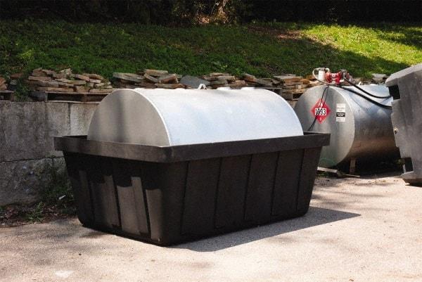 Eagle - 635 Gal Sump, 10,000 Lb Capacity, 1 Drum, Polyethylene Spill Deck or Pallet - 88" Long x 62" Wide x 33" High, Black, Horizontal, 1 Tank Drum Configuration - Exact Industrial Supply