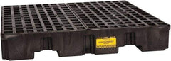 Eagle - 66 Gal Sump, 8,000 Lb Capacity, 4 Drum, Polyethylene Spill Deck or Pallet - 51-1/2" Long x 51-1/2" Wide x 8" High, Black, Liftable Fork, Drain Included, Vertical, 2 x 2 Drum Configuration - Exact Industrial Supply
