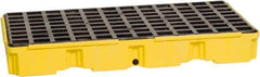 Eagle - 30 Gal Sump, 5,000 Lb Capacity, 2 Drum, Polyethylene Spill Deck or Pallet - 51-1/2" Long x 26-1/4" Wide x 6-1/2" High, Yellow, Drain Included, Low Profile, Vertical, Inline Drum Configuration - Exact Industrial Supply