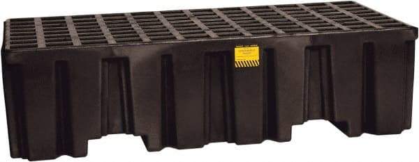 Eagle - 66 Gal Sump, 4,000 Lb Capacity, 2 Drum, Polyethylene Spill Deck or Pallet - 51" Long x 26-1/4" Wide x 13-3/4" High, Black, Liftable Fork, Vertical, 2 x 2 Drum Configuration - Exact Industrial Supply