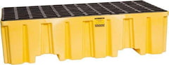 Eagle - 66 Gal Sump, 4,000 Lb Capacity, 2 Drum, Polyethylene Spill Deck or Pallet - 51" Long x 26-1/4" Wide x 13-3/4" High, Yellow, Liftable Fork, Vertical, 2 x 2 Drum Configuration - Exact Industrial Supply