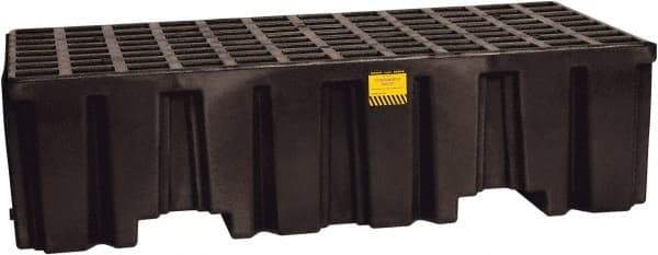 Eagle - 66 Gal Sump, 4,000 Lb Capacity, 2 Drum, Polyethylene Spill Deck or Pallet - 51" Long x 26-1/4" Wide x 13-3/4" High, Black, Liftable Fork, Drain Included, Vertical, 2 x 2 Drum Configuration - Exact Industrial Supply