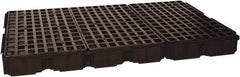 Eagle - 88 Gal Sump, 8,000 Lb Capacity, 6 Drum, Polyethylene Platform - 78.25" Long x 51-1/2" Wide x 6-1/2" High, Black, Drain Included, Low Profile, Vertical, 2 x 3 Drum Configuration - Exact Industrial Supply