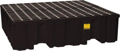 Eagle - 132 Gal Sump, 8,000 Lb Capacity, 4 Drum, Polyethylene Spill Deck or Pallet - 52-1/2" Long x 51-1/2" Wide x 13-3/4" High, Black, Liftable Fork, Vertical, 2 x 2 Drum Configuration - Exact Industrial Supply