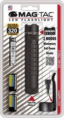 Handheld Flashlight: LED, 17 hr Max Run Time, CR123A battery 3 Light Modes, Aluminum, Matte Black