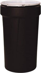 Eagle - 55 Gallon Black Tapered Cylinder Polyethylene Open Head Drum - 39-1/8" High x 23-3/4" Diam - Exact Industrial Supply