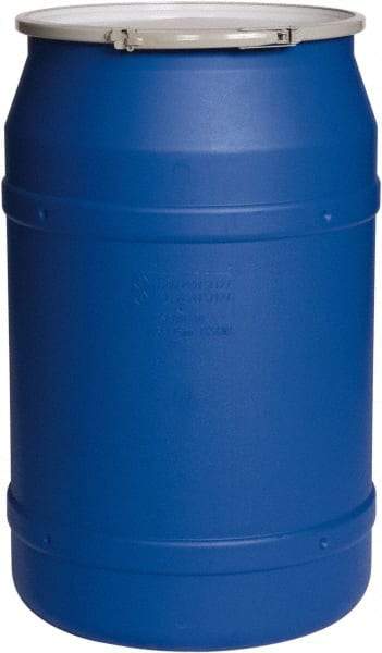 Eagle - 55 Gallon Blue Cylindrical Polyethylene Open Head Drum - 36-3/8" High x 23" Diam - Exact Industrial Supply