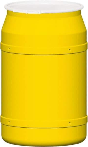 Eagle - 55 Gallon Yellow Cylindrical Polyethylene Open Head Drum - 36-3/8" High x 23" Diam - Exact Industrial Supply