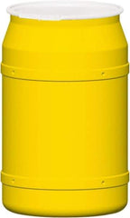 Eagle - 55 Gallon Yellow Cylindrical Polyethylene Open Head Drum - 36-3/8" High x 23" Diam - Exact Industrial Supply