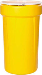 Eagle - 55 Gallon Yellow Tapered Cylinder Polyethylene Open Head Drum - 39-1/8" High x 23-3/4" Diam - Exact Industrial Supply