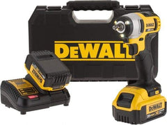 DeWALT - 3/8" Drive 20 Volt Mid-Handle Cordless Impact Wrench & Ratchet - 2,300 RPM, 0 to 2,700 BPM, 130 Ft/Lb Torque, 2 Lithium-Ion Batteries Included - Exact Industrial Supply