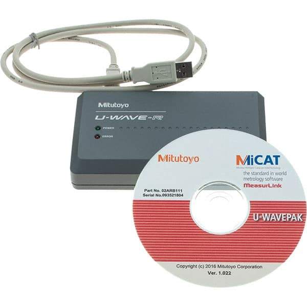 Mitutoyo - SPC U-Wave Receiver - Use with U-Wave Wireless System for SPC Data Transfer & Calipers - Exact Industrial Supply