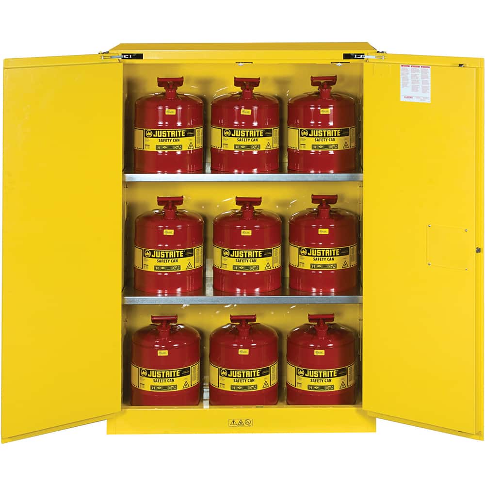 Justrite - 2 Door 2 Shelf 45 Gal Safety Cabinet for Flammable Substances - Exact Industrial Supply