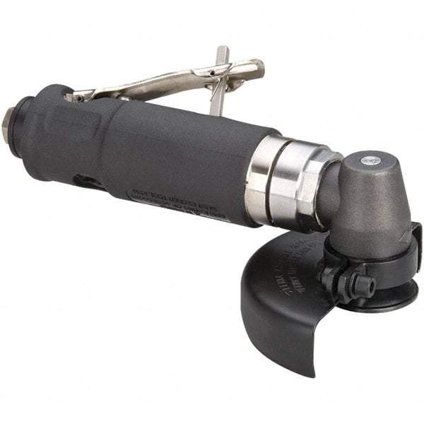 Dynabrade - 4" Wheel Diam, 13,500 RPM, Pneumatic Angle & Disc Grinder - 3/8-24 Spindle, 40 CFM, Rear Exhaust - Exact Industrial Supply