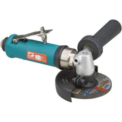 Dynabrade - 4" Wheel Diam, 13,500 RPM, Pneumatic Angle & Disc Grinder - 3/8-24 Spindle, 40 CFM, Rear Exhaust - Exact Industrial Supply