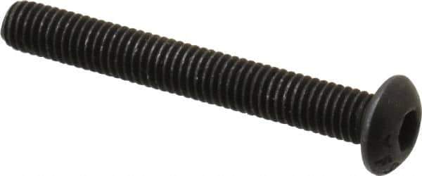 Value Collection - #10-32 UNF Hex Socket Drive, Button Screw - Alloy Steel, Black Oxide Finish, Fully Threaded, 1-1/2" Length Under Head - Exact Industrial Supply