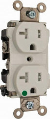 Cooper Wiring Devices - 125 VAC, 20 Amp, 5-20R NEMA Configuration, White, Hospital Grade, Self Grounding Duplex Receptacle - 1 Phase, 2 Poles, 3 Wire, Flush Mount, Chemical, Impact and Tamper Resistant - Exact Industrial Supply