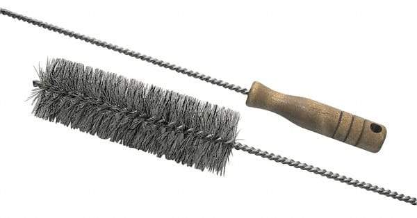 Schaefer Brush - 2" Diam, 6" Bristle Length, Boiler & Furnace Fiber Brush - Standard Wood Handle, 42" OAL - Exact Industrial Supply